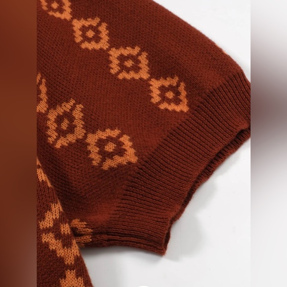 OXKNIT MEN'S DARK BROWN THE SEBASTIAN KNIT POLO SHIRT - Picture 4 of 6